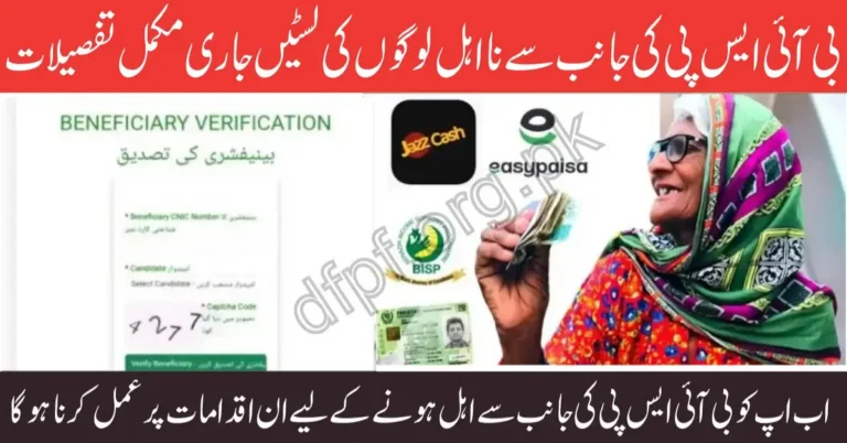 BISP Disqualified Beneficiaries List